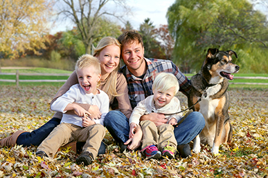 family portrait with dog 