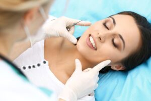 Female patient having a dental cleaning