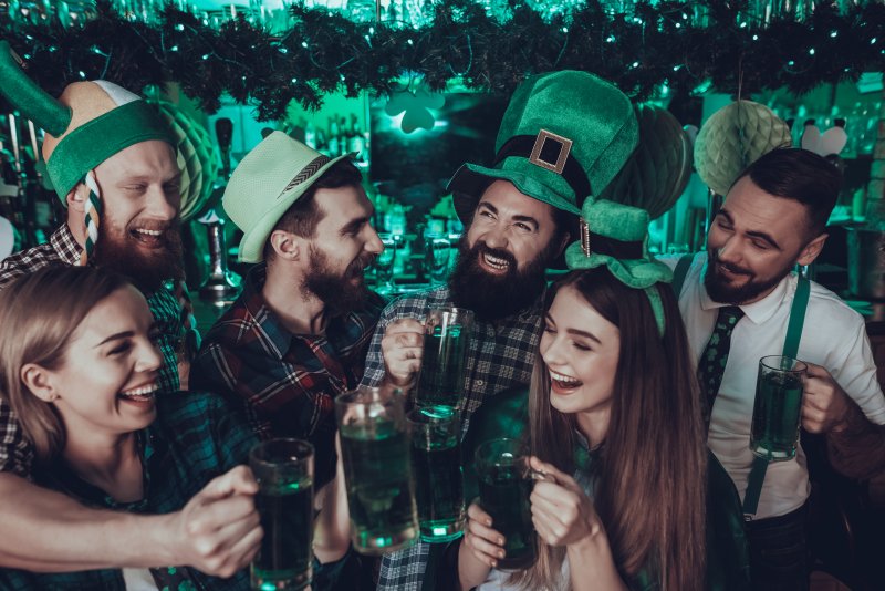 Group celebrating St. Partick’s Day after good dental care